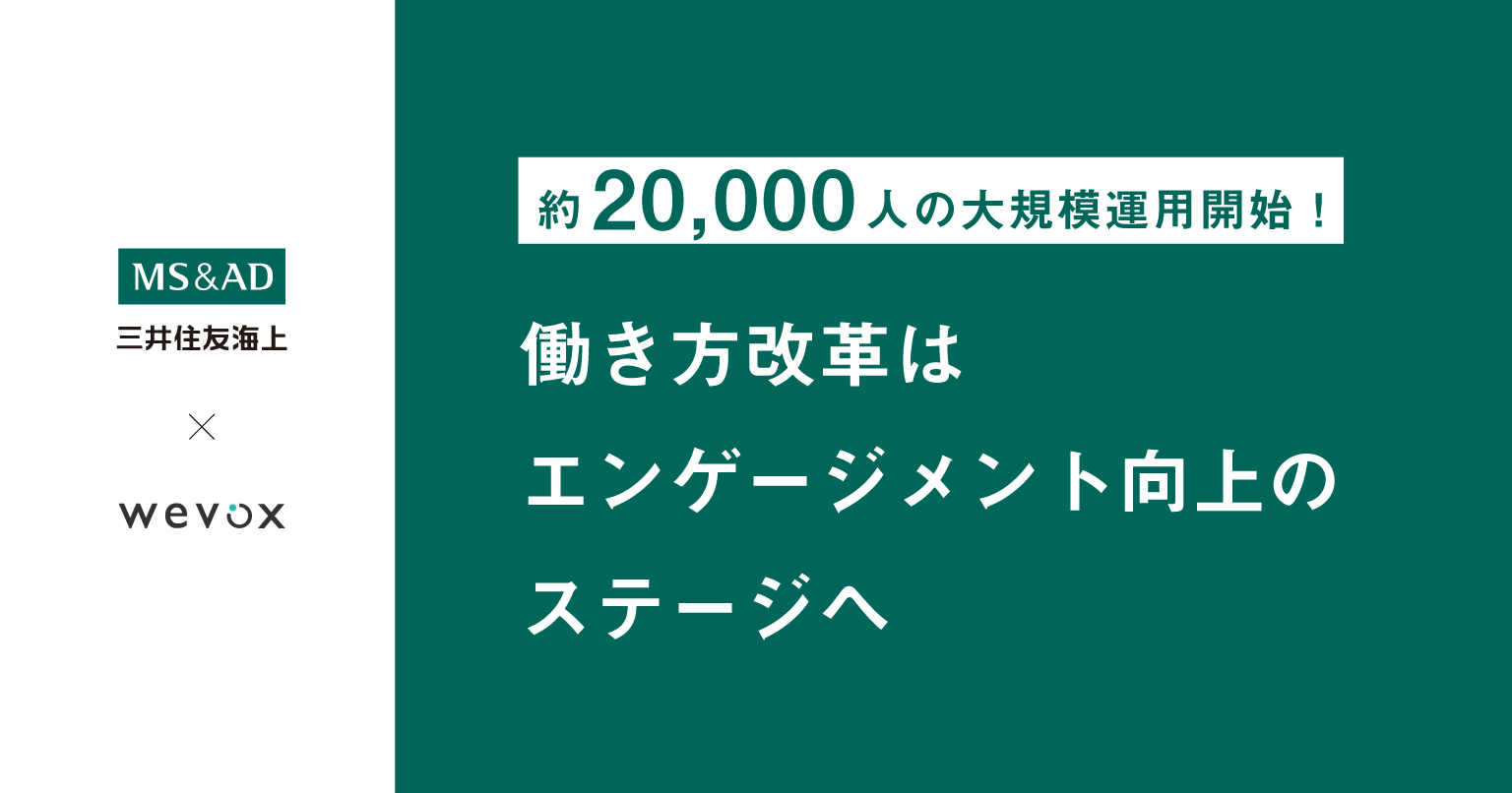 三井住友海上火災保険の人事部が語るwevox全社導入の思いと働き方改革のネクストステージ チームづくりの Do が集まるメディア Dio エンゲージメントサーベイ Wevox